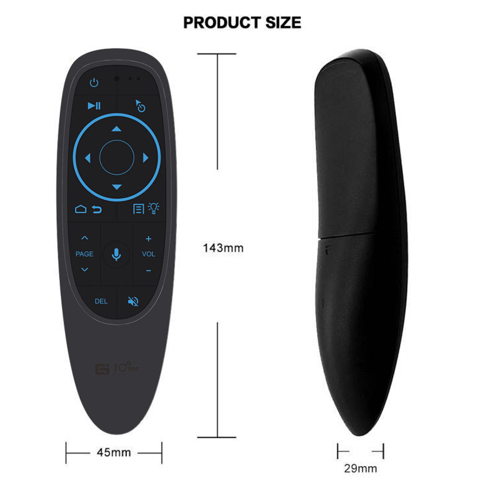 G10S PRO Wireless Air Mouse Remote with Bluetooth 5.0, USB Port, Google Voice, and Backlit Keyboard – 2.4GHz