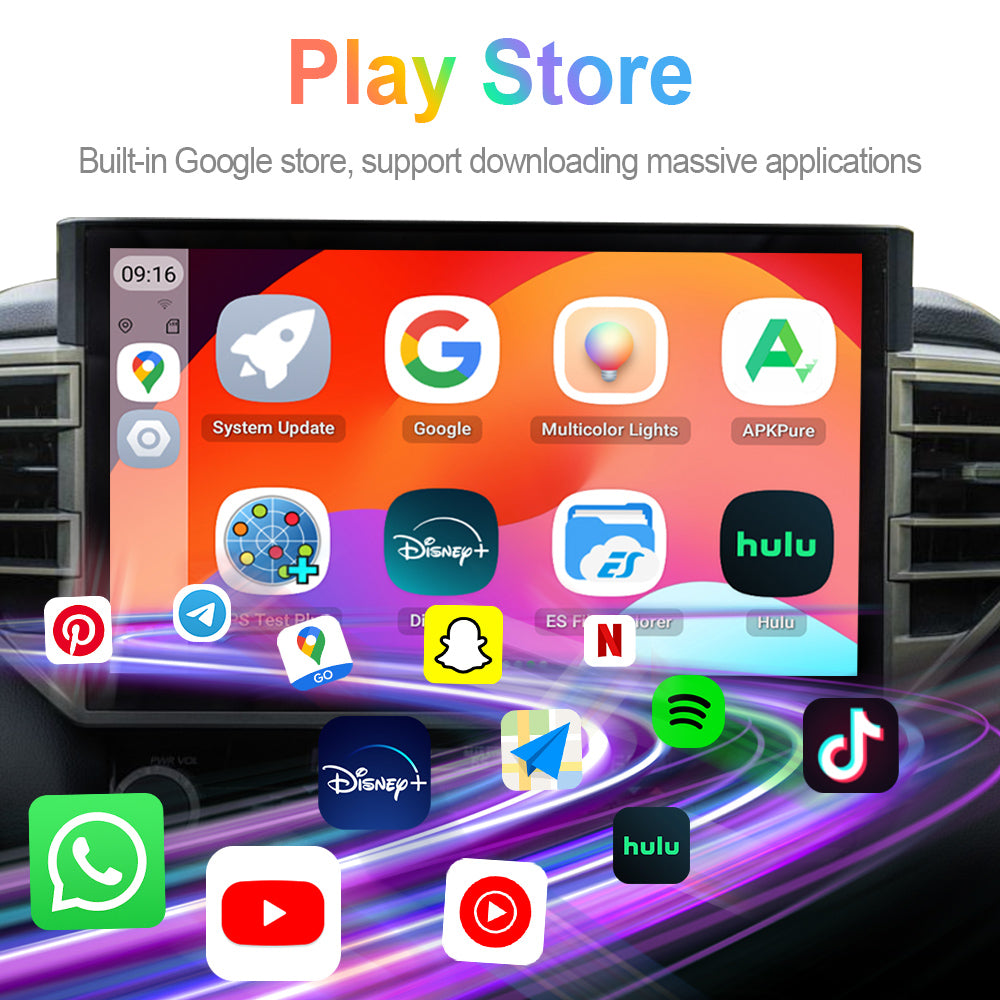 GT7H accessing apps like Spotify, Netflix, YouTube, Google Maps, and Waze through Google Play Store.