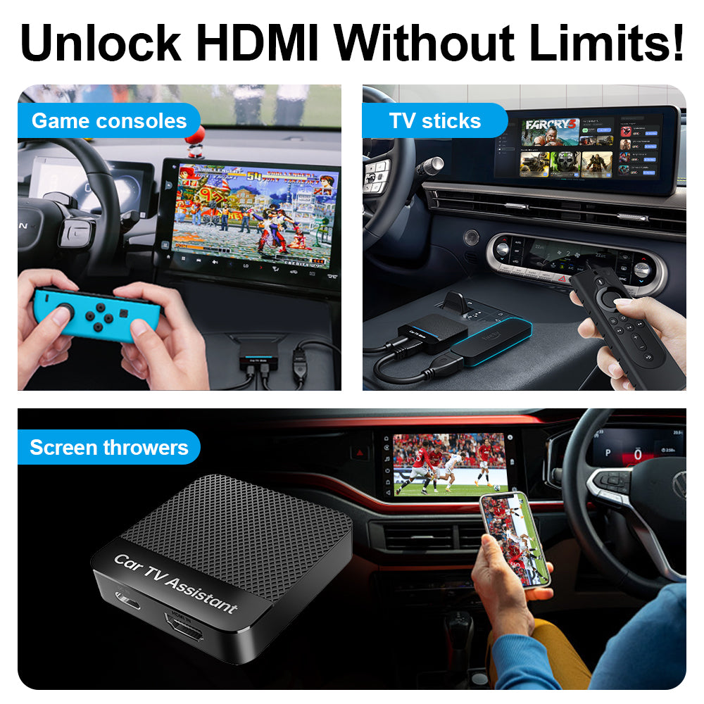 Linkifun Y3H Car TV Mate Pro offers unlimited HDMI capabilities, including gaming, TV sticks, and screen mirroring for in-car entertainment.