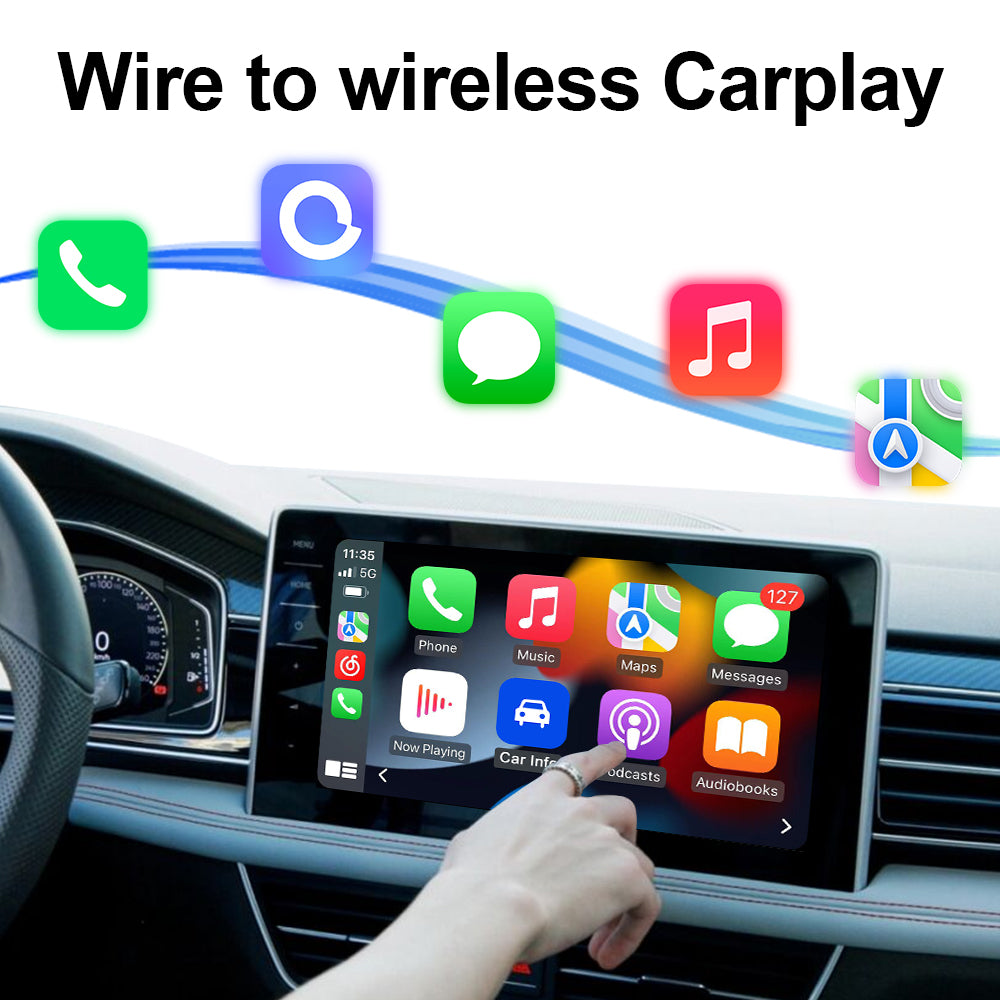 Linkifun Y3H Wireless CarPlay Adapter turns wired CarPlay into wireless, supports navigation, music, and phone calls, no cables needed.