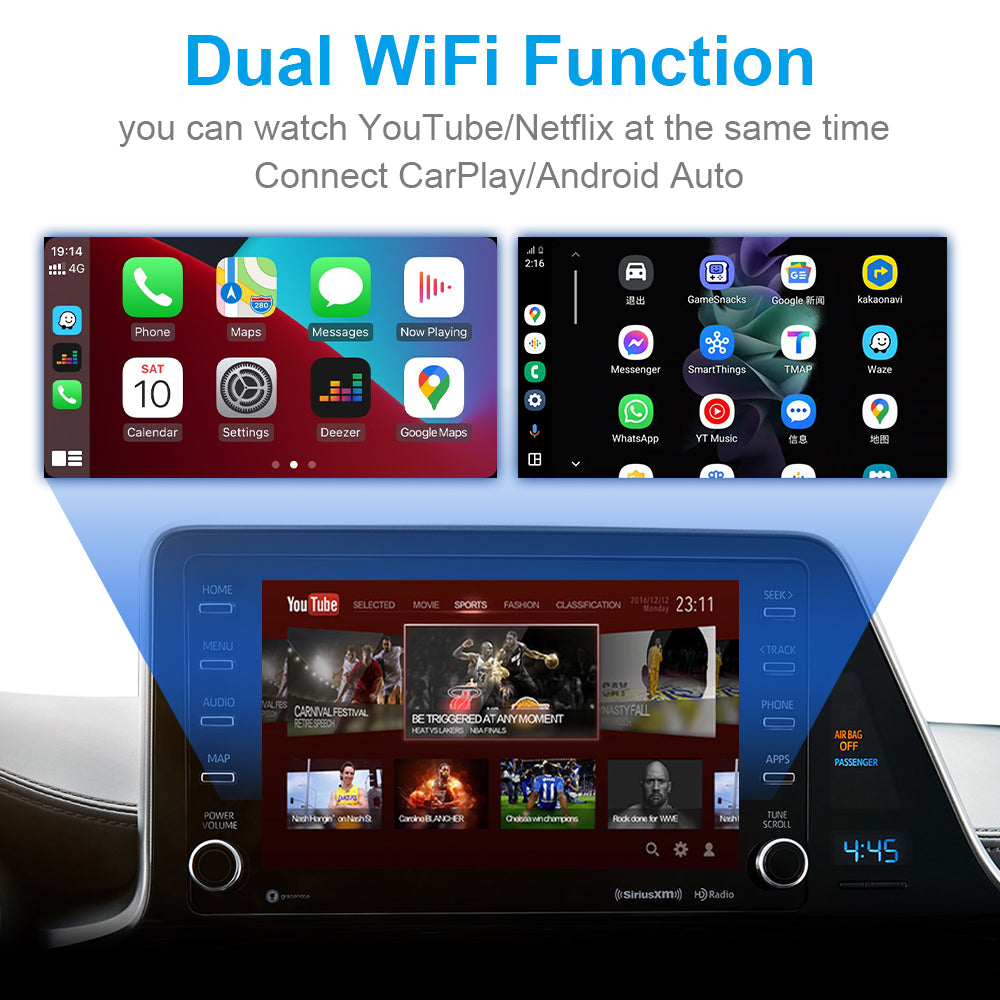 Wireless Carplay/Android Auto Video Box with dual WiFi design