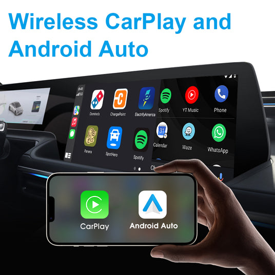 Linkifun A1 enabling wireless CarPlay and Android Auto conversion in a car.
