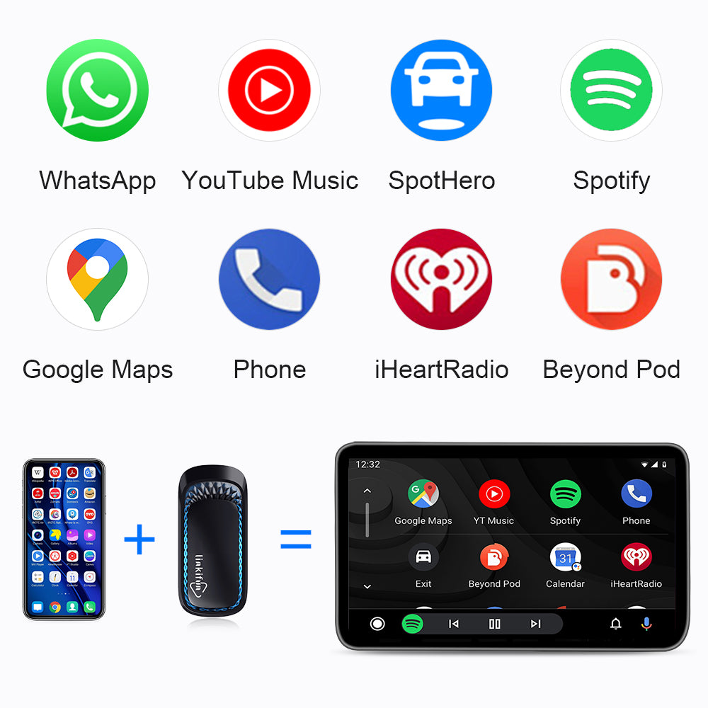 Linkifun RGB Mini Wireless Carplay/Android Auto Adapter with Ambient L