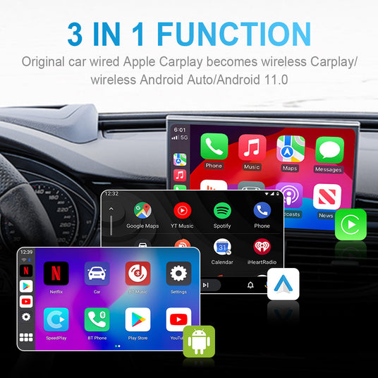 Linkifun GT5 RGB Android 11 Smart AI Box with 3-in-1 system for wireless Carplay, wireless Android Auto, and Android 11