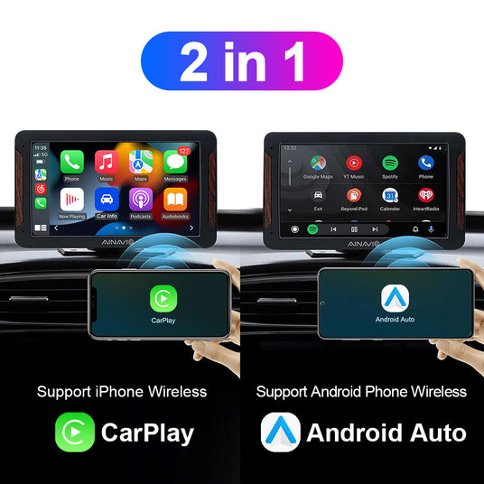 Z1 Crystal adapter enabling wireless connectivity for CarPlay and Android Auto in a car interior